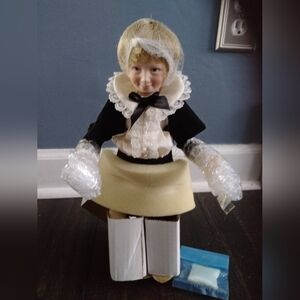 Franklin Heirloom Elegant Victorian Ringbearer  Doll with Black and Cream Outfit